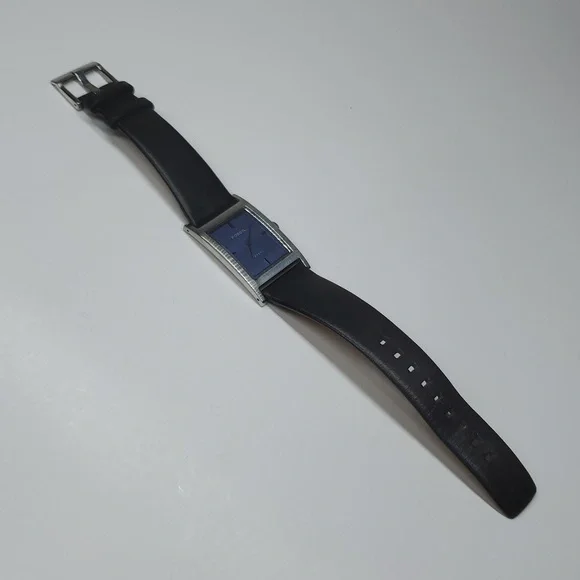 Fossil ARKITEKT FS2694 Navy Face Silver Case Black Leather Band